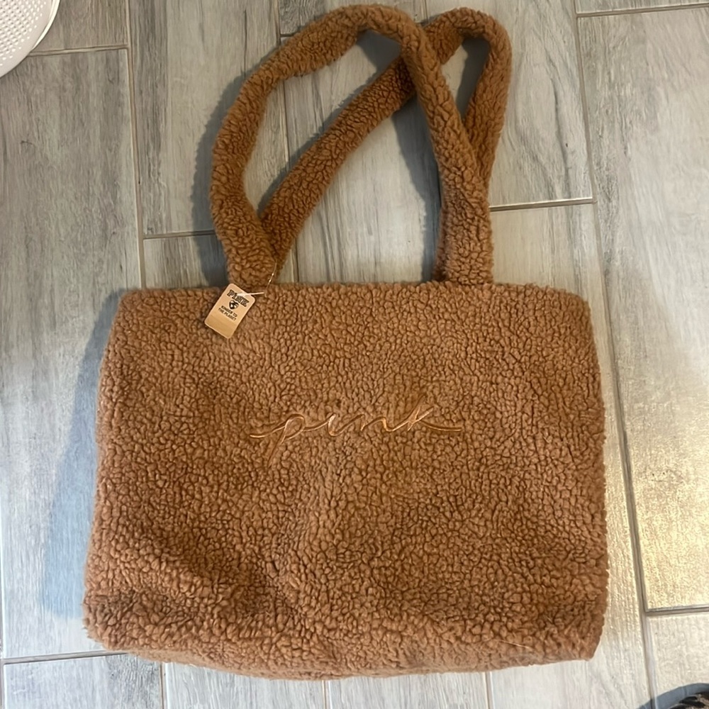 Victoria’s Secret PINK brown cozy-plush Sherpa bag